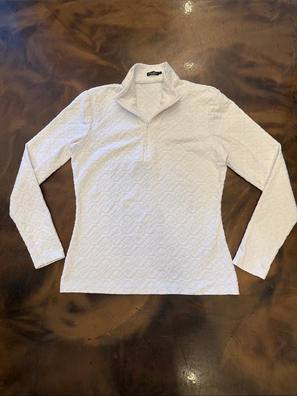 J.McLaughlin Small- Slim Quilted Design Half-Zip Women's Top - White